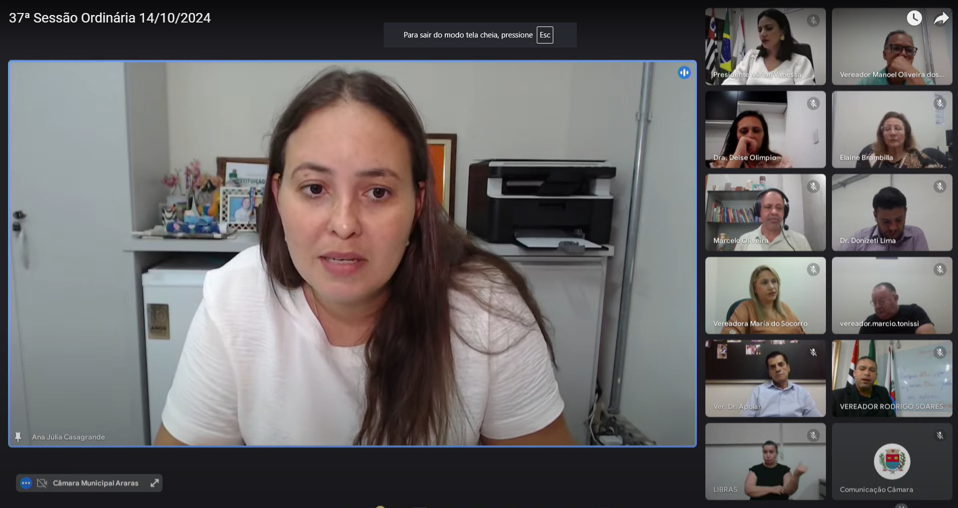Visualize fotos 14/10/2024 37ª Sessão Ordinária